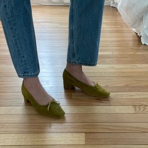 Shop Peche Green Low Heel Ballet Flats